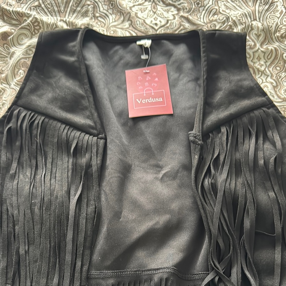 Black Fringe Vest